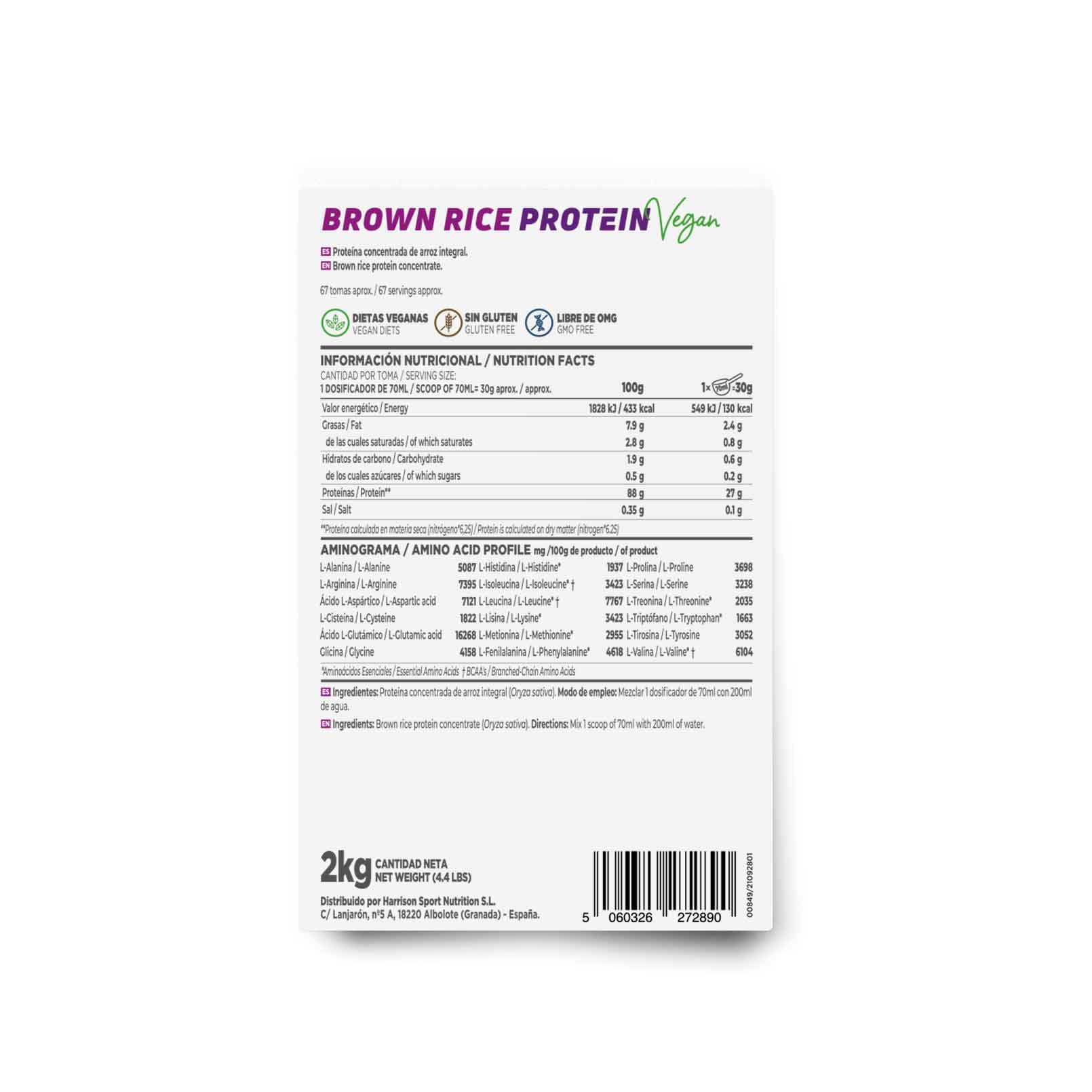 HSN Rice Protein | Vegan Brown Rice Protein Concentrate | Rice Protein Powder | Recovery + Muscle Mass | Sugar Free, Lactose Free, Natural Flavor, 2Kg