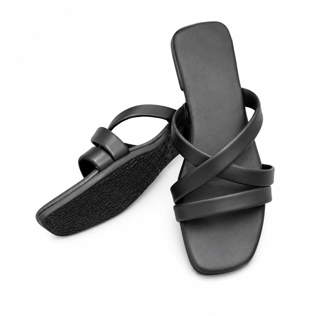 Women's Toe Ring Cross Strap Flat Sandals | Open Toe Slip-On Flats | Lightweight Comfortable Casual Daily Wear Fashion Slippers-picture-25