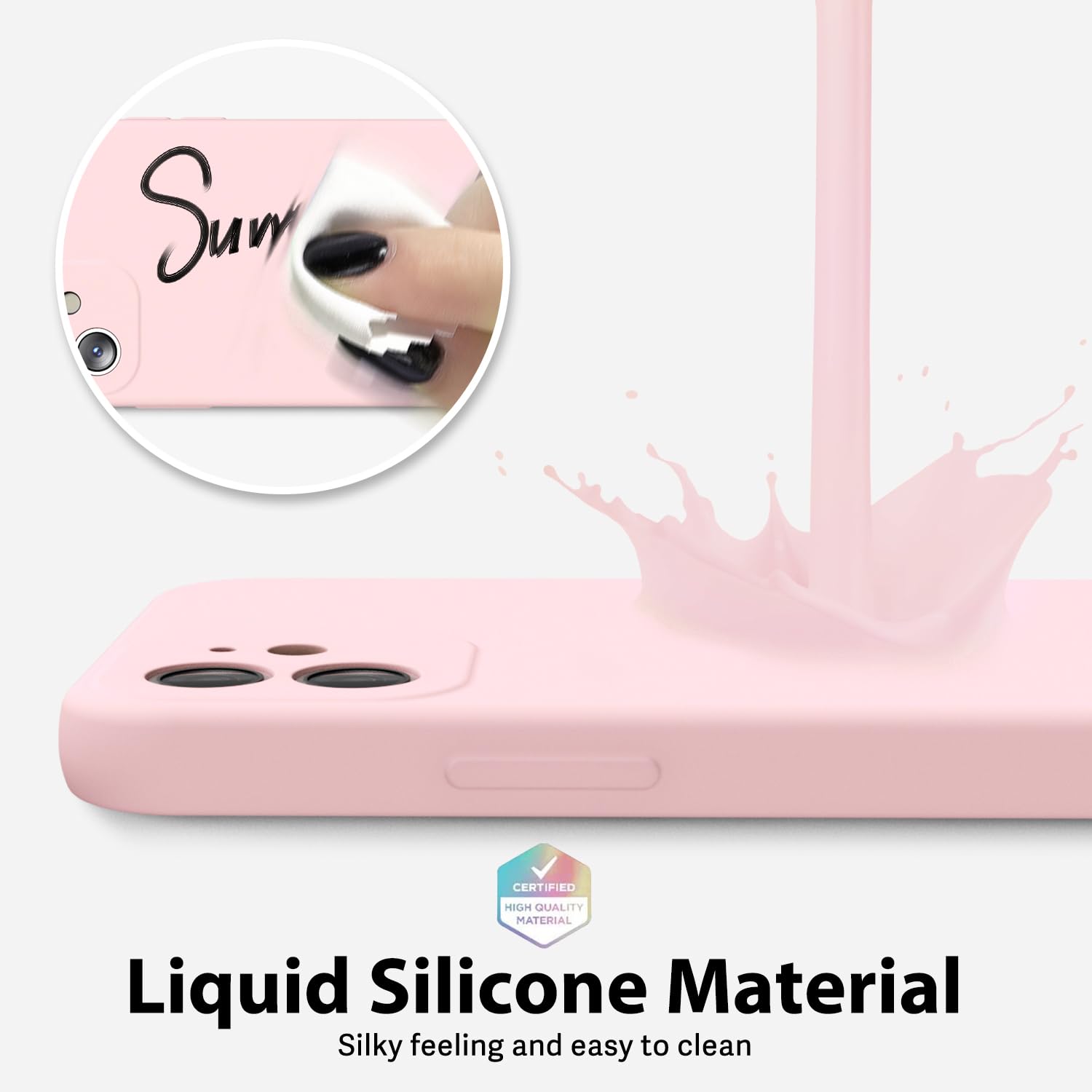 oakxco for iPhone 16 Pro Max Case Liquid Silicone, Soft Rubber Gel Elegant Aesthetic Basic Simple Cover, Cute Thin Slim TPU Matte Solid Color Plain Smooth Case for Women Girl, Light Pink — view 455