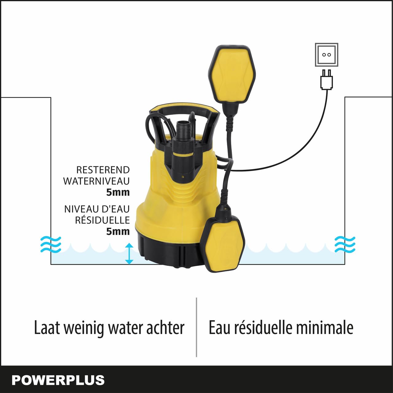 POWERPLUS Bomba sumergible POWXG9502-350w y un caudal de 5000 l/hour