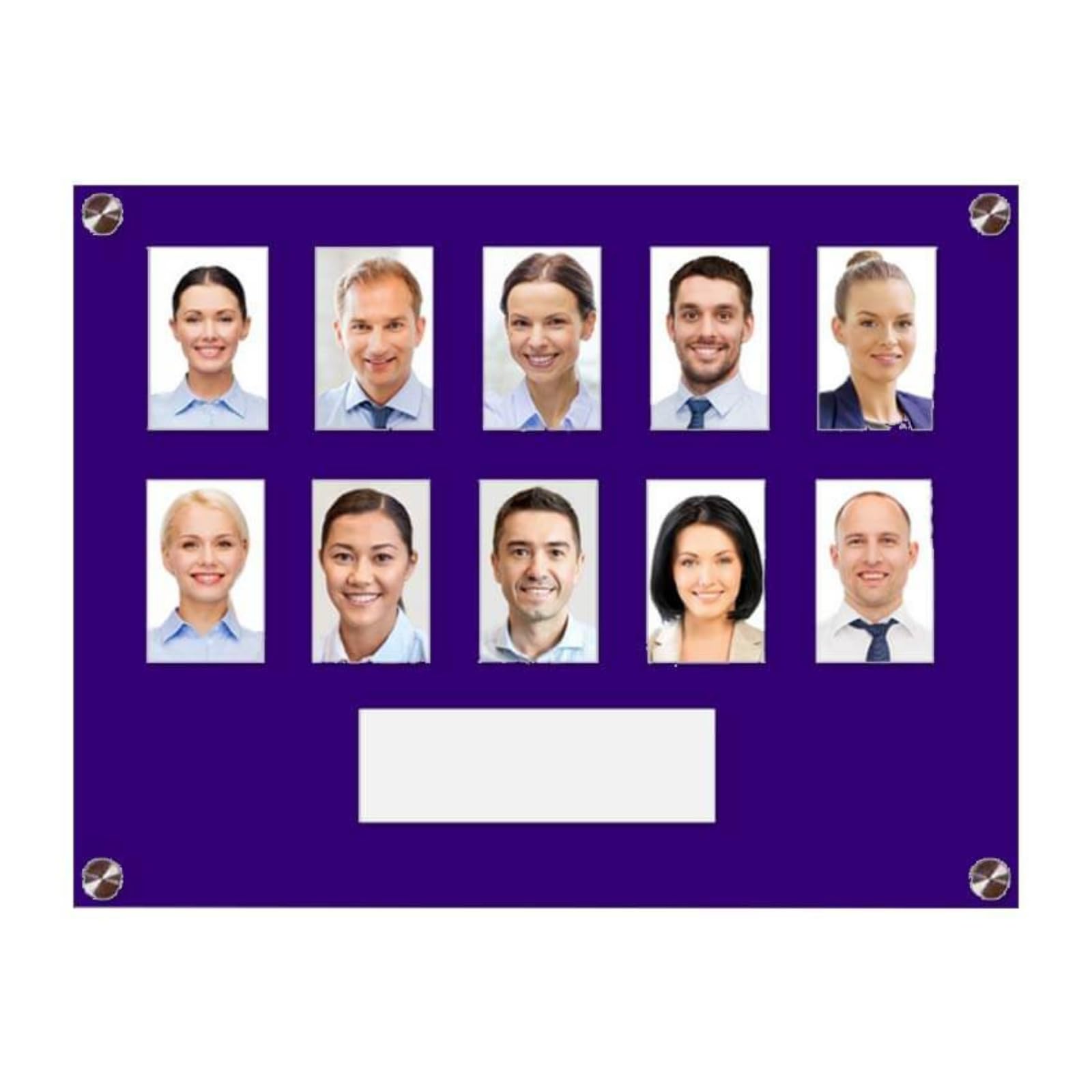 Get Acrylic Photo Frames - Purple 10 Pocket Image Staff, Student, Employee Display Board With Pocket Header. 308mm Height x 400mm Width (30.8cm x 40cm)