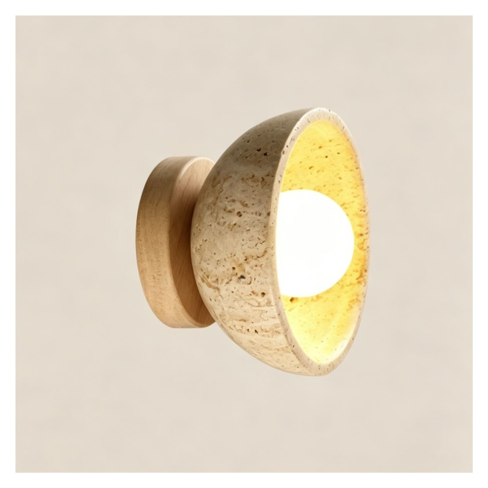 LUOYAOB Travertine Wall Sconce with Wood Base G9 Hardwired Wall Light Fixture Natural Stone Wall Lamp for Kitchen Island Dining Room Bedroom Bathroom Hallway Office Indoor