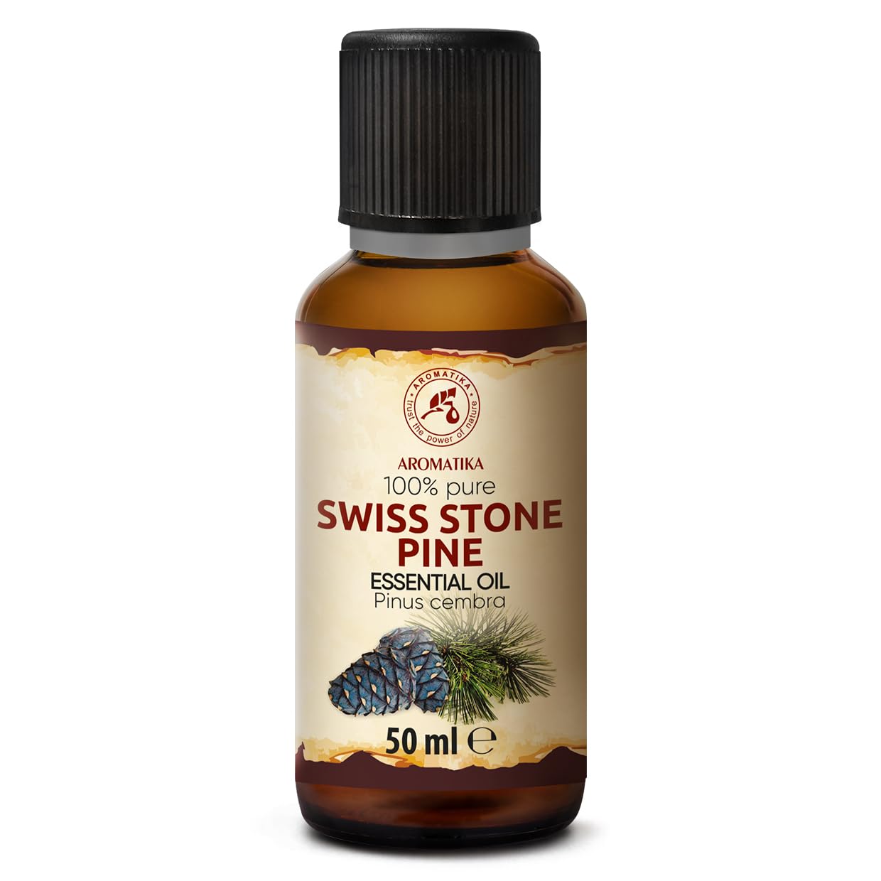 Zirbelkiefer Ätherisches Öl 50 ml - Pinus Cembra - Reines ätherisches Zirbenöl - für Diffusers und Duftlampen - Frisches Aroma - Aromakerze - Seife - Zirbenduft - Lufterfrischer