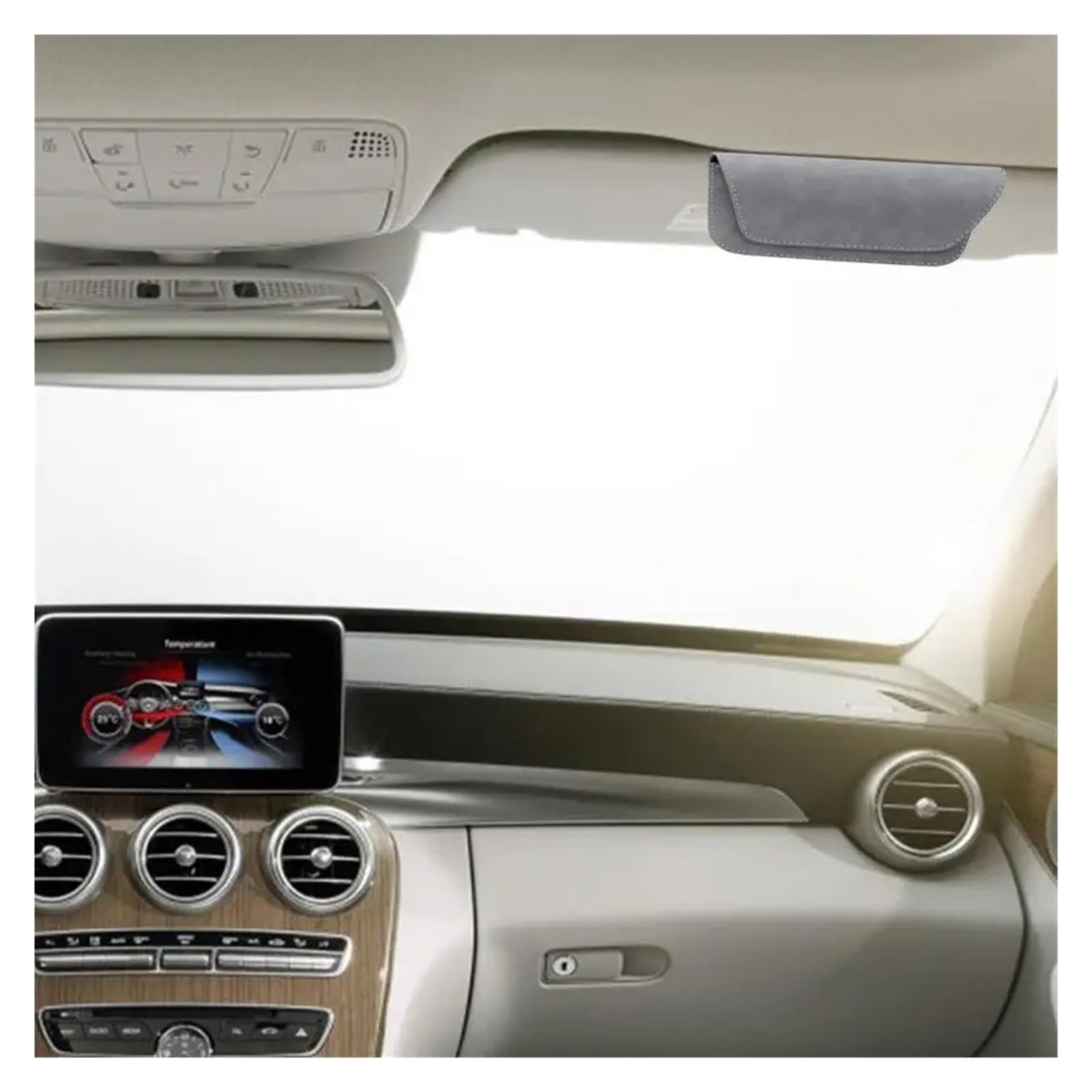 Sonnenblenden Brillenhülle Auto Tragbarer Auto-Sonnenschutz Brillenclip Lederhalter Mit Magnetverschluss Aufbewahrungsbox Für Sonnenbrillen(Gray)
