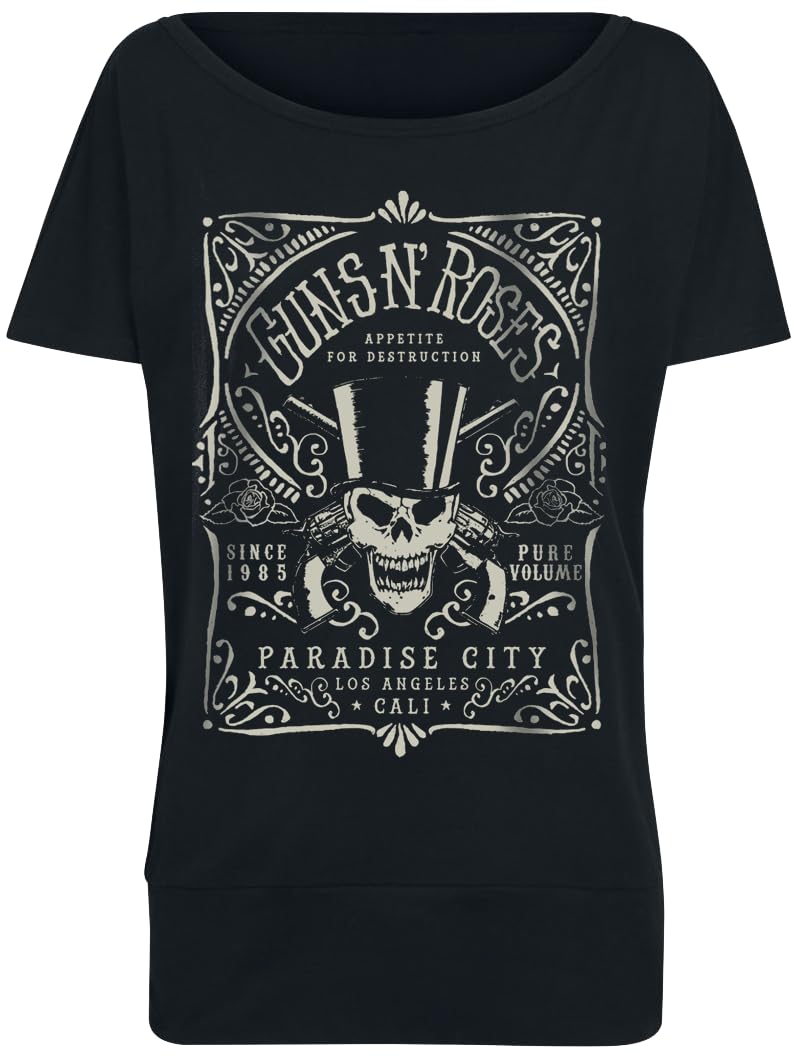 Guns N' Roses Paradise City Label Frauen T-Shirt schwarz Band-Merch, Bands