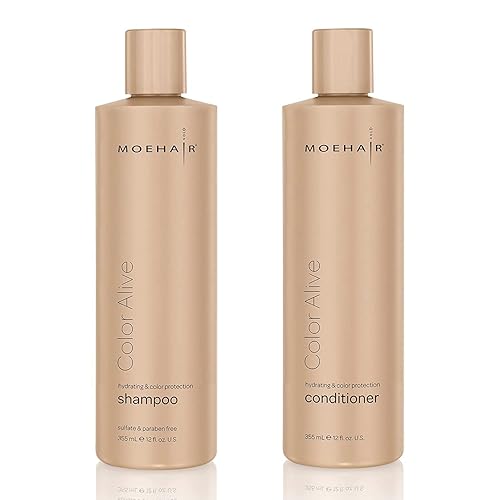 MOEHAIR Juego de champú y acondicionador seguro para cabello tratado con color, protección del color, hidratante, evita la decoloración del color,
