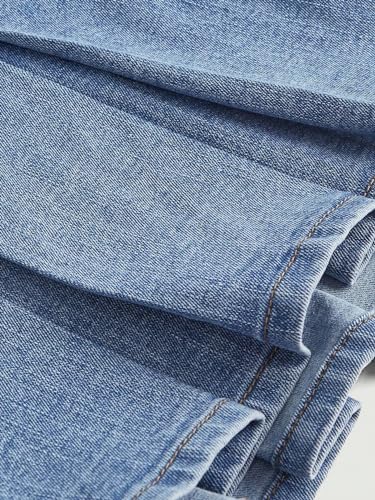 SweatyRocks Women's Plus Size Lace Up Front High Waist A Line Pleated Mini Denim Skirt4