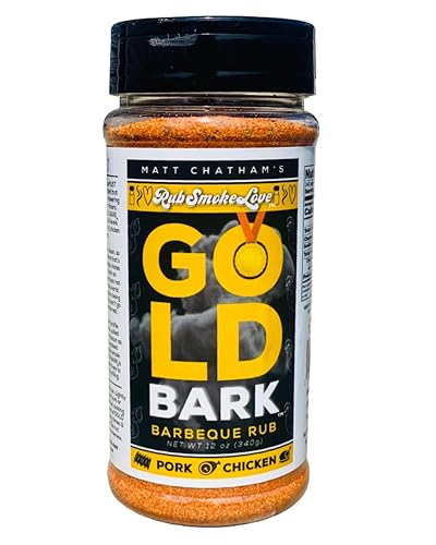 Rub Smoke Love Matt Chatham Gold Bark BBQ Rub multiusos y condimento para cerdo, pollo y pescado, perfecto para ahumar y asar a la parrilla, sabores
