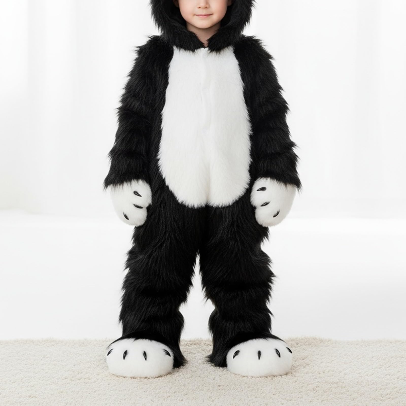 1 paio di scarpe a forma di artiglio di animali, pelose pantofole per costumi cosplay per adulti e bambini, accessori per feste, gatti, lupo, cane, volpe, tuta di pelliccia, piedi, zampe