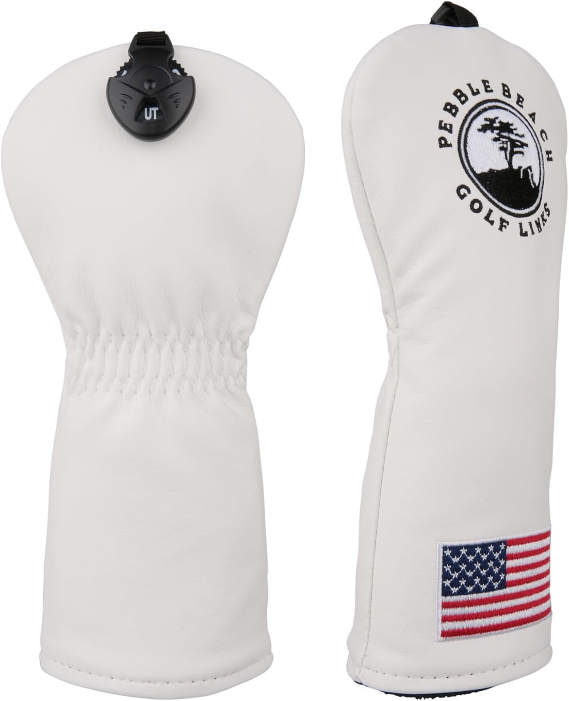 OGECLF White Leather with Embroidery Golf Club Driver Fairway Wood Hybrid Head Covers 1 3 5 UT Covers