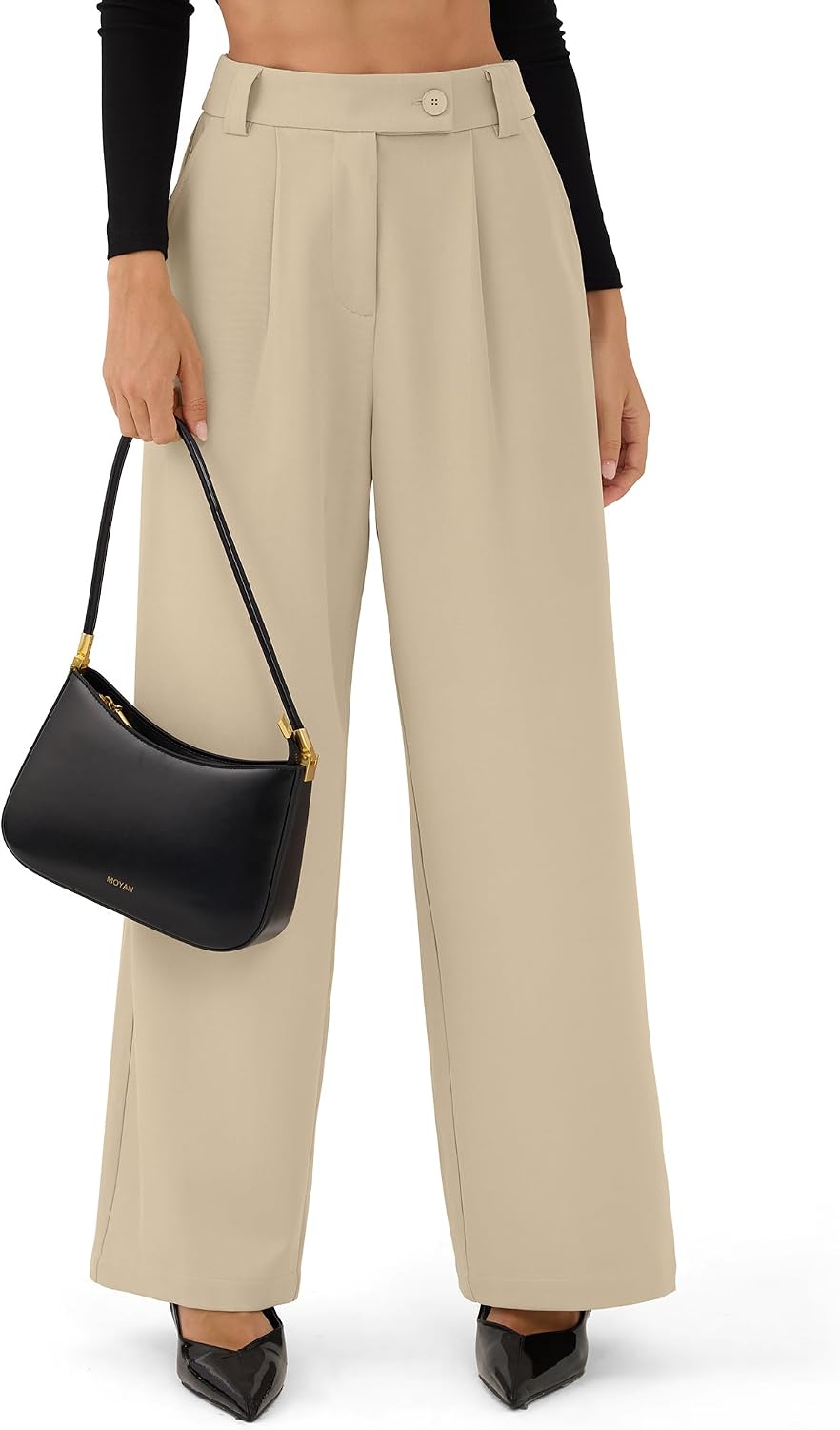 ZAFUL Womens Wide Leg Pants High Elastic Waisted Business Casual Trousers Work Dress Pants with Pockets 2025