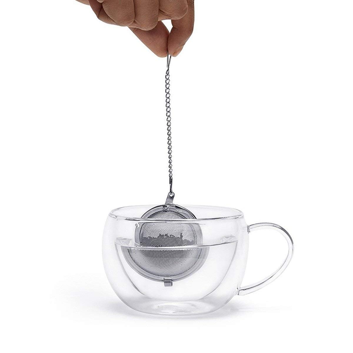 Stainless Steel Tea Ball - Mesh Infuser with Chain - Perfect for Loose Leaf Tea, Herbs, Spices - Strainer for Brewing, Draining, and Rinsing - Ideal for Tea, Coffee, and Rice-Small-image-13