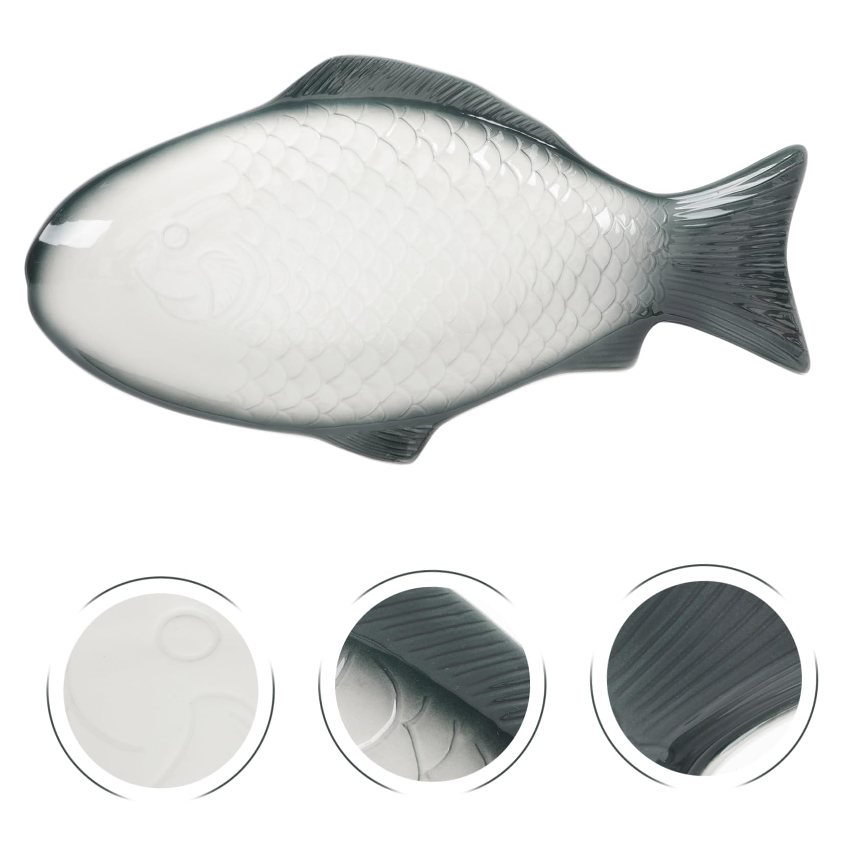 POPETPOP Piatto Forma di Pesce al Vapore Piatto Decorativo per Alimenti in Ceramica per Servire Pesce Frutti di Mare e Antipasti