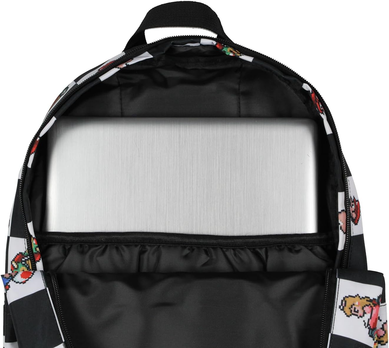 Bioworld Super Nintendo Mario Kart 8-Bit Character Checkered Travel Laptop Backpack - Image 3