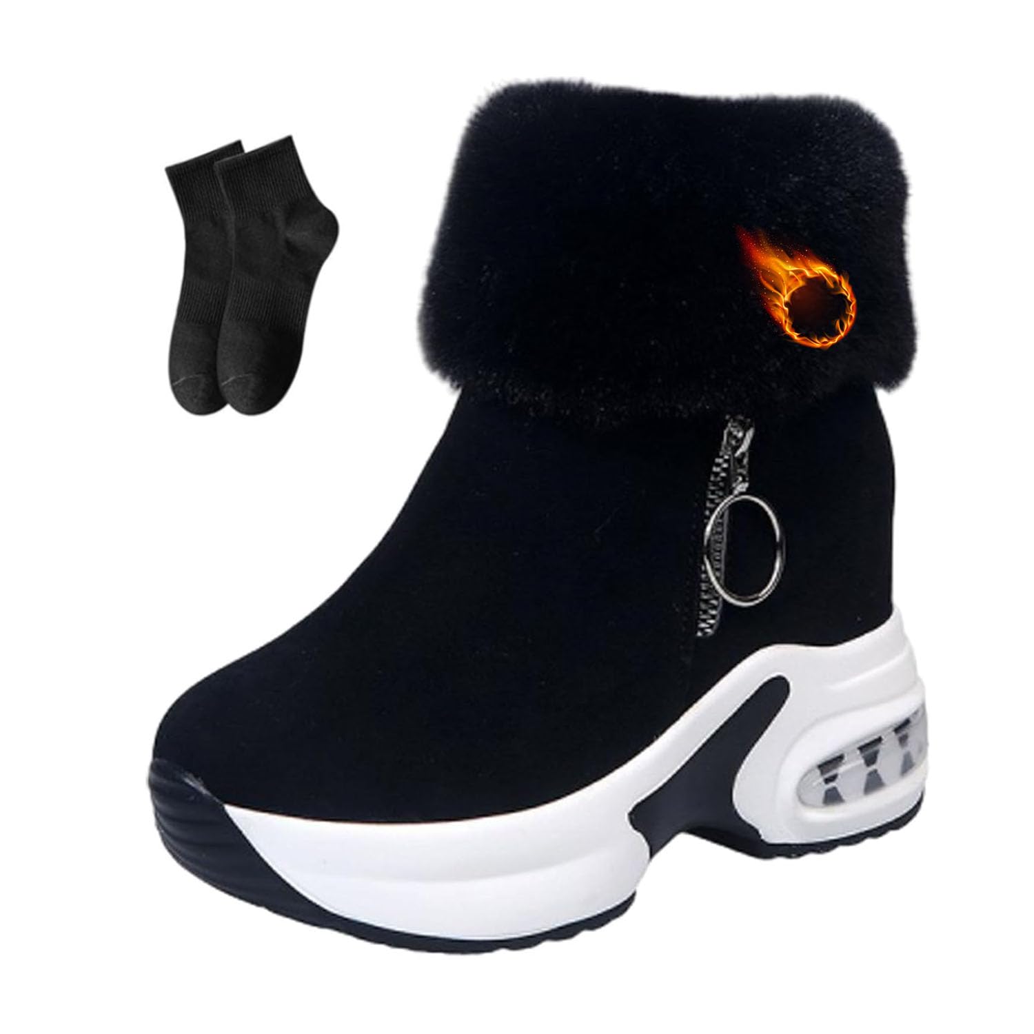 Comfortable Thick-Soled Warm Winter Orthopaedic Boots Warm Fur Lined Short Boots 3 15 Inch Height Increase Non-Slip Short