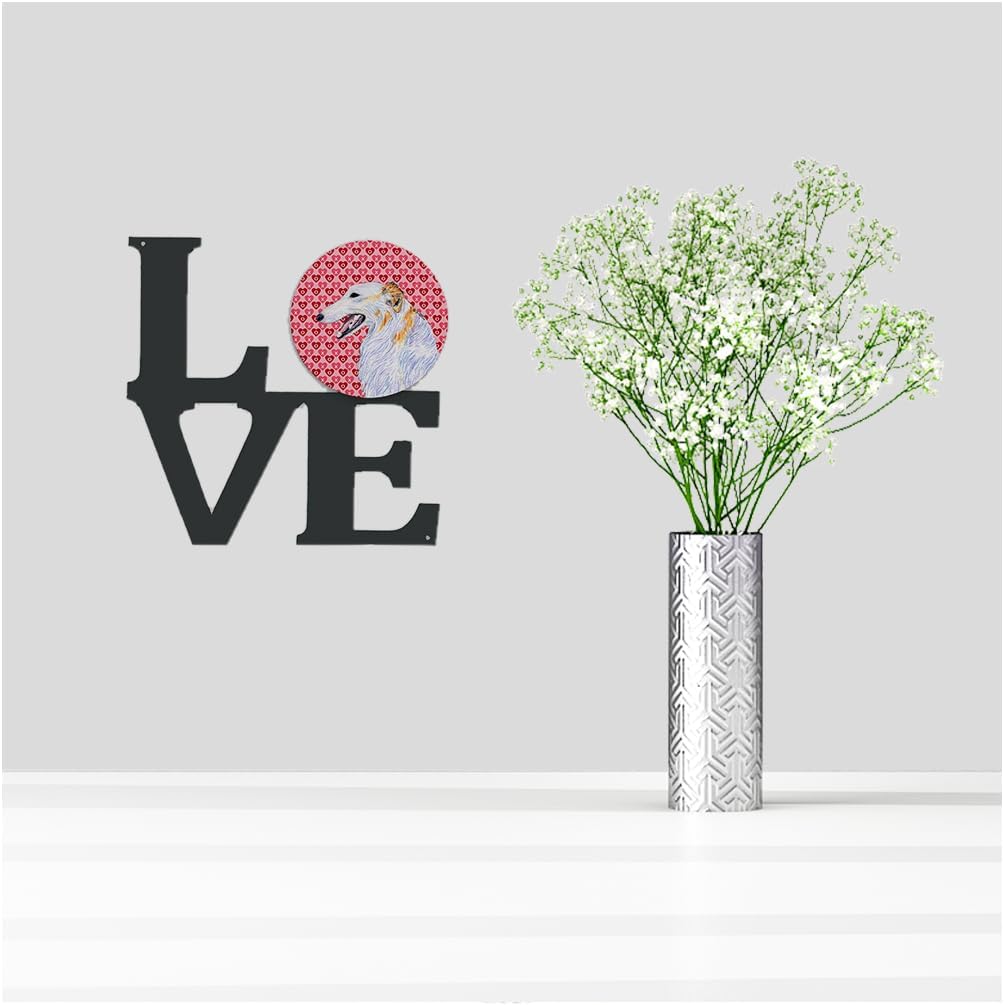 Caroline's Treasures SS4475WALV Borzoi Hearts Love and Valentine's Day Portrait Metal Wall Artwork Love Indoor Outdoor Art Decor Patio, Bathroom, Kitchen Colorful Aluminum and Black Steel Sculpture