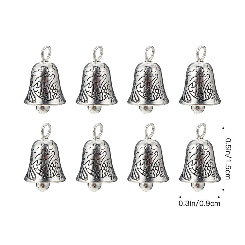 Sewroro 30Pcs Vintage Tin Bells Silver Bells Antique Charms Pendants for DIY Craft Wind Chimes Making Jewelry Findings - Image 3