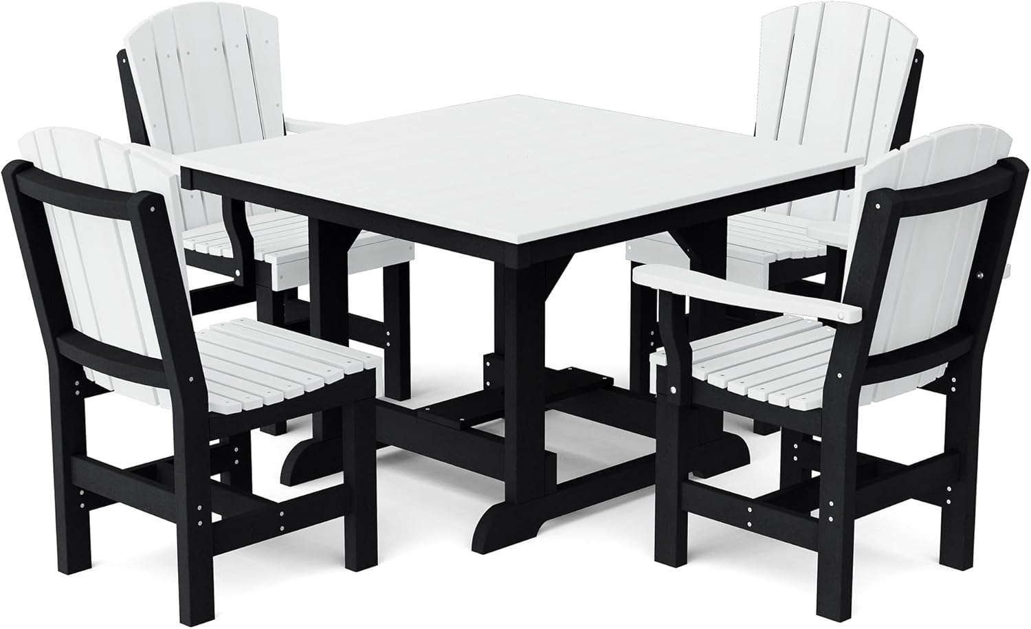 Wildridge Heritage 5-Piece 44"x44" Dining Set, Lime Green and White - Outdoor Weather Resistant Recycled Plastic Furniture for Patio