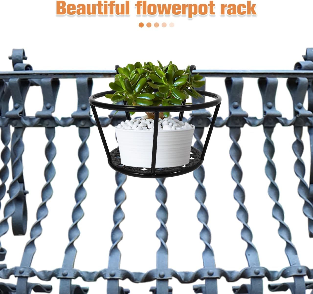 Hemoton 3 Pack Hanging Flower Pot Rack Iron Art Railing Pot Holders Outdoor Balcony Planters for Porch Deck Fence Ledge Garden