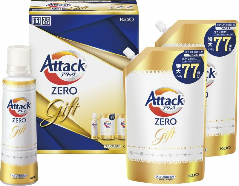 春の贈り物お便り アタックZEROギフト 花王 アタックZERO詰替用（770g）&times;2、アタックZERO（580g）&times;1