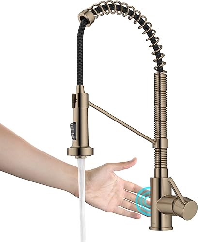 KRAUS Bolden KSF-1610SFACB - Grifo de cocina comercial con sensor sin contacto de 18 pulgadas en bronce champán antiguo sin puntos, KSF-1610SFACB