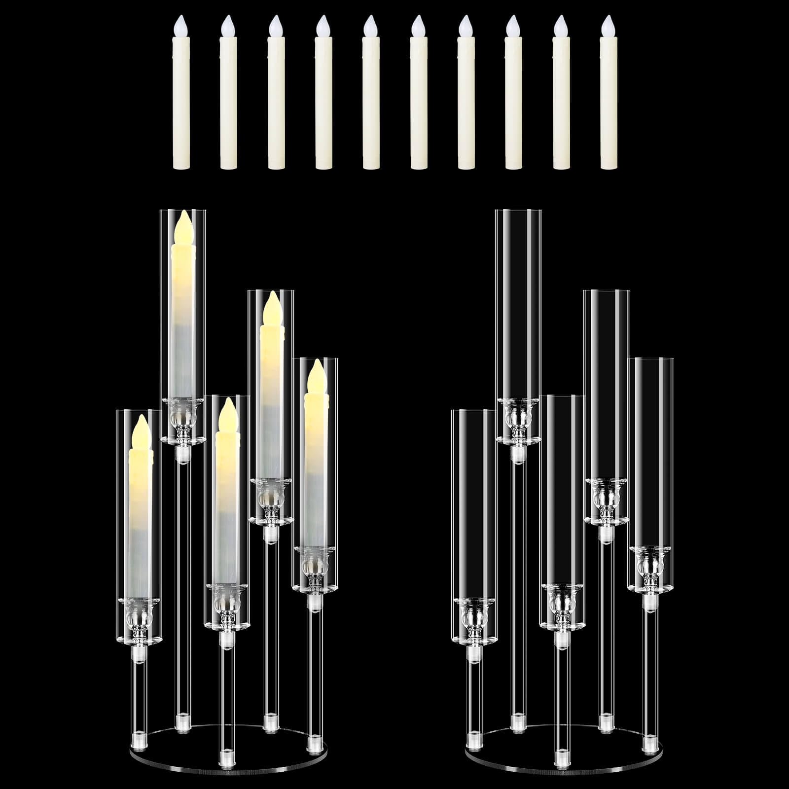 Set di 2 candelabri in acrilico a 5 bracci Centrotavola 57,9 cm