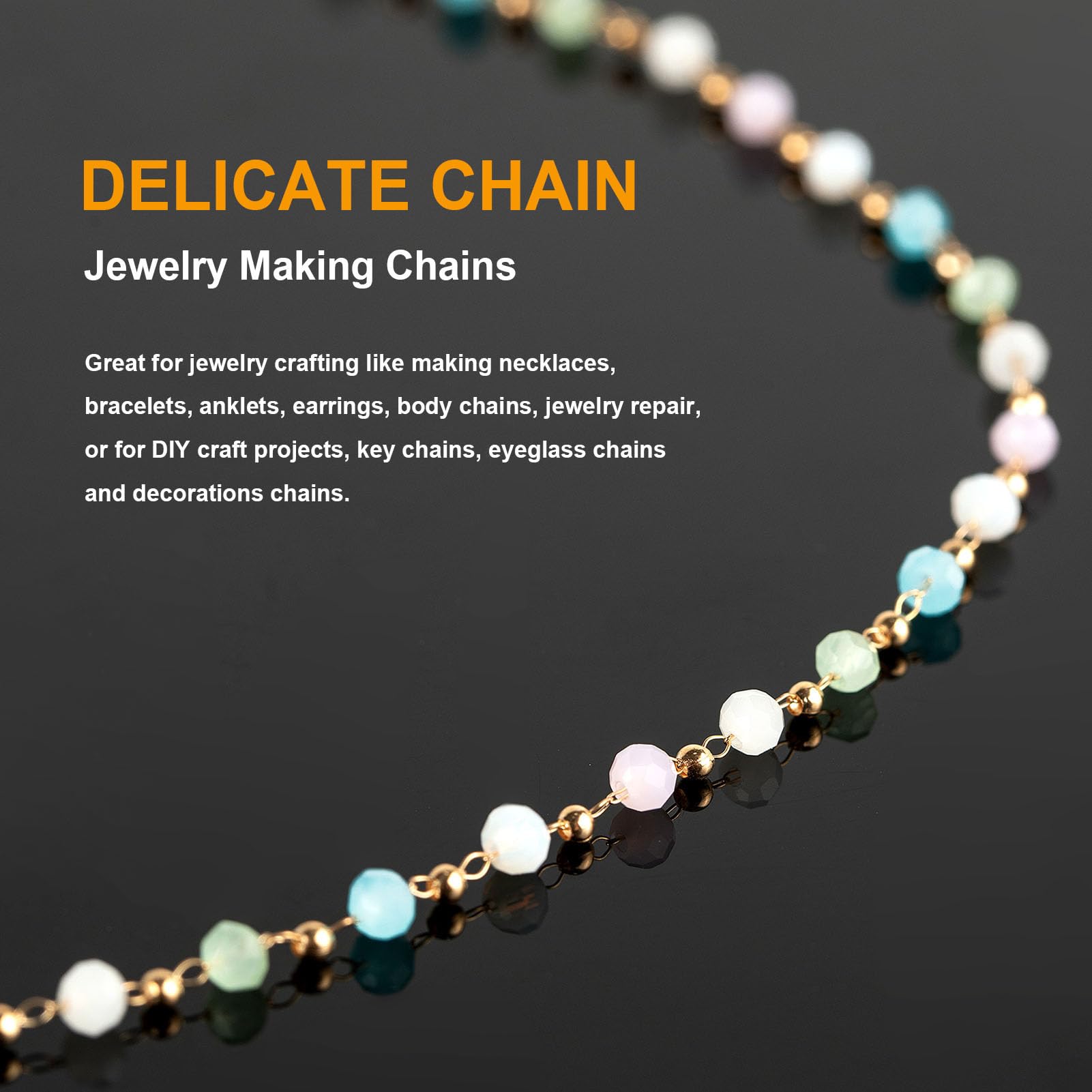 KYUNHOO 16.4 Feet KC Gold Plated Brass Jewelry Chain Bulk