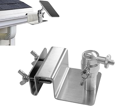 WiTi Gutter Mount for Eufy, Arlo Solar Panel , Adjustable Stainless Steel Mount Bracket to get Sun , No Drill Installation Compatible with Eufy S220 Camera