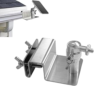WiTi Support de gouttière en acier inoxydable pour Eufy, panneau solaire Arlo, support de montage réglable pour obtenir le soleil, installation sans perceuse pour caméra à vis 1/4, couleur argentée.