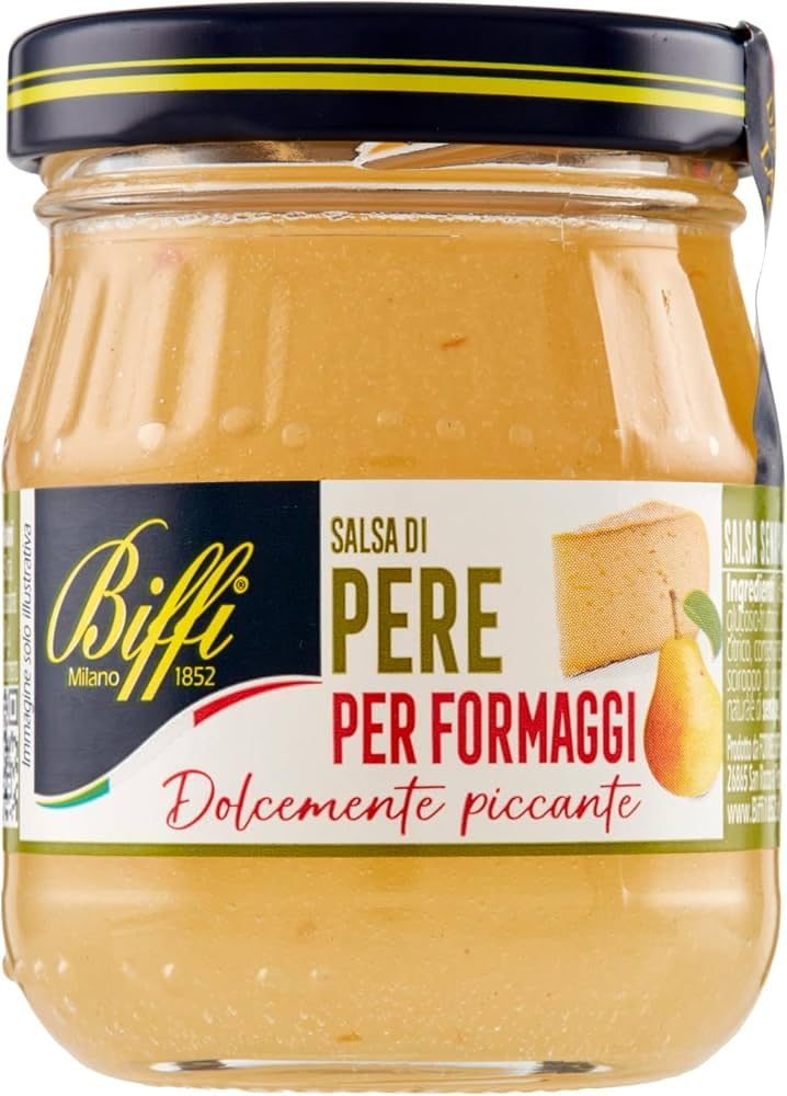 Biffi Salse per formaggi Mandarino, Pera, Fichi Sauces au fromage mandarine, poire, figue – Sucré et épicé 12 x 100 g + Italian Gourmet polpa 400 g