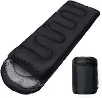 Universo Genial Saco de Dormir Térmico, Preto, Individual, 220x80cm, Resistente à Água, Temperatura -5°C a +10°C, para Adultos, Camping