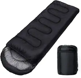 Universo Genial Saco de Dormir Térmico, Preto, Individual, 220x80cm, Resistente à Água, Temperatura -5°C a +10°C, para Adultos, Camping