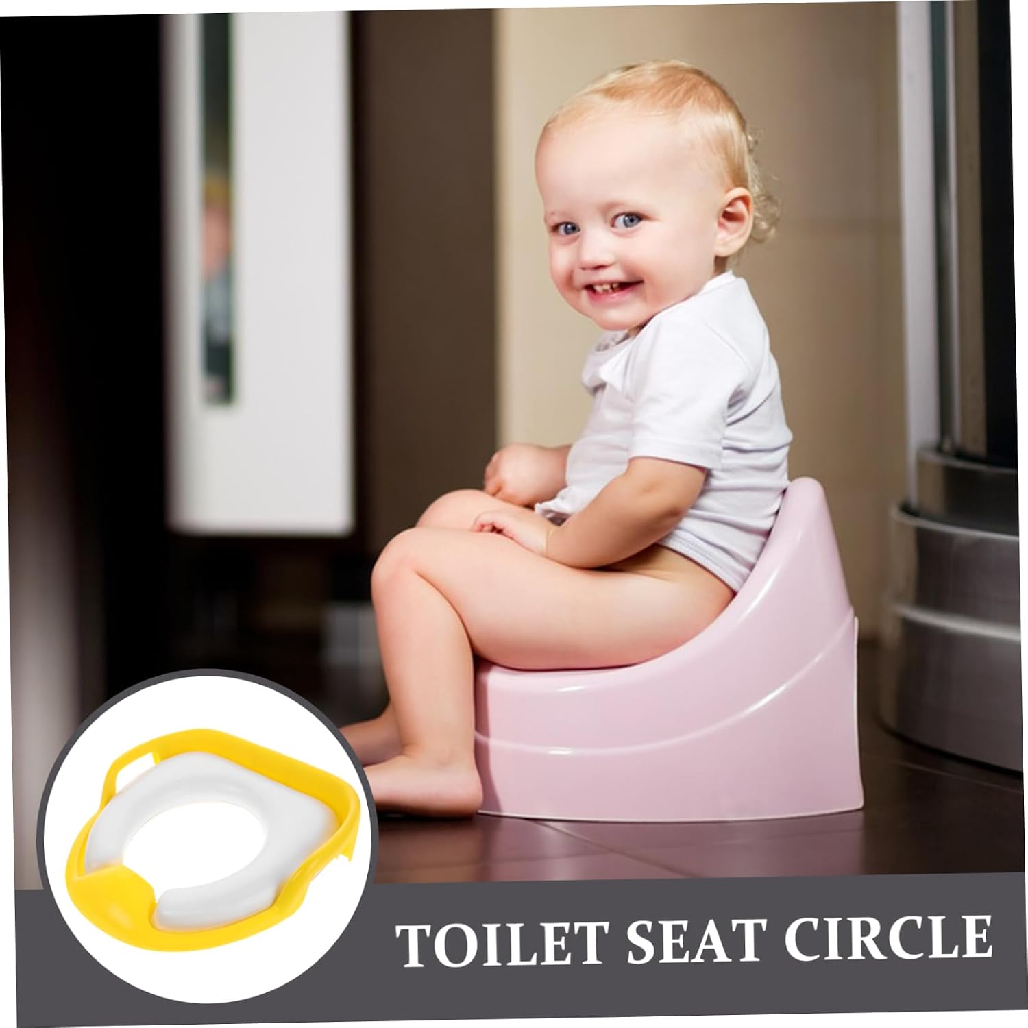 Potty Training Seat with Anti-slip Splash Guard Comfortable Toilet Seat for Boy Girl with Backrest and Handles Easy to Girl Potty Trainer for Home and Preschool Use
