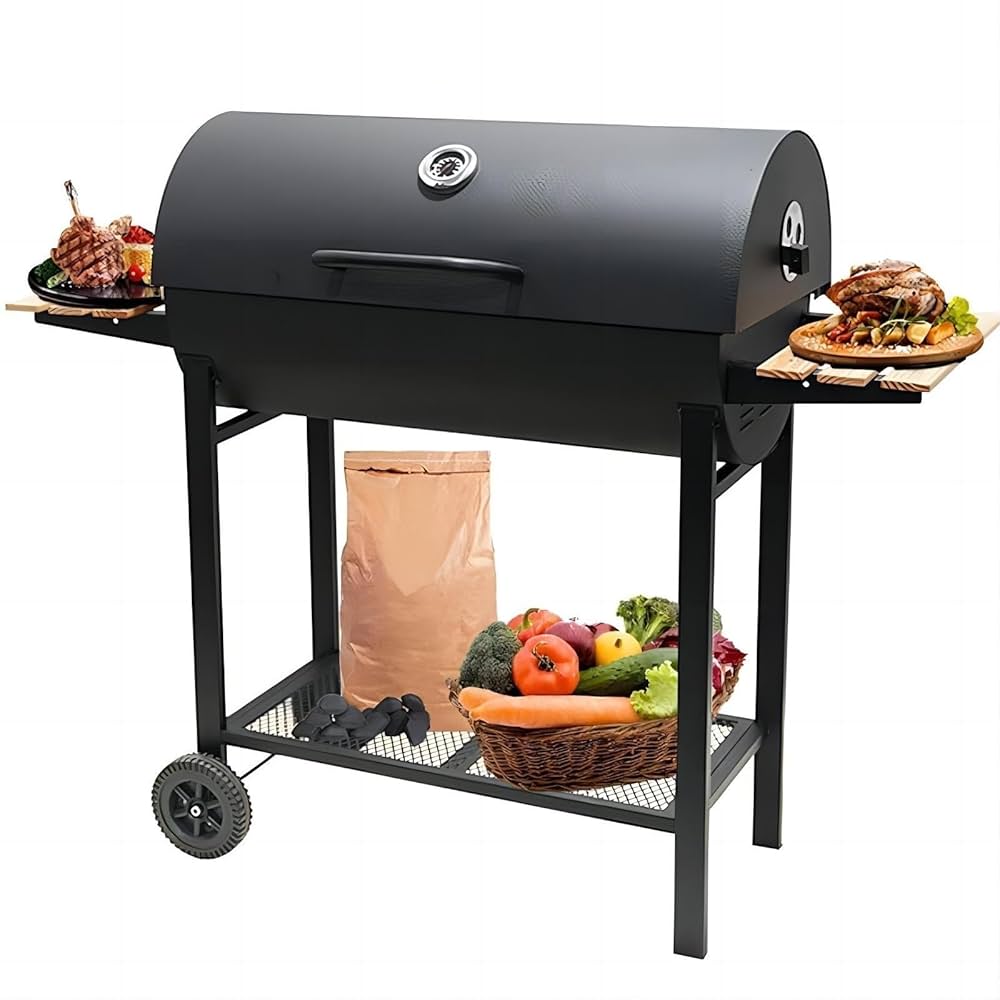 バーベキューコンロ　グリル　温度計付き　美品 Amazon | Deerouバーベキュー コンロ グリル 炭火焼き 焚き火台