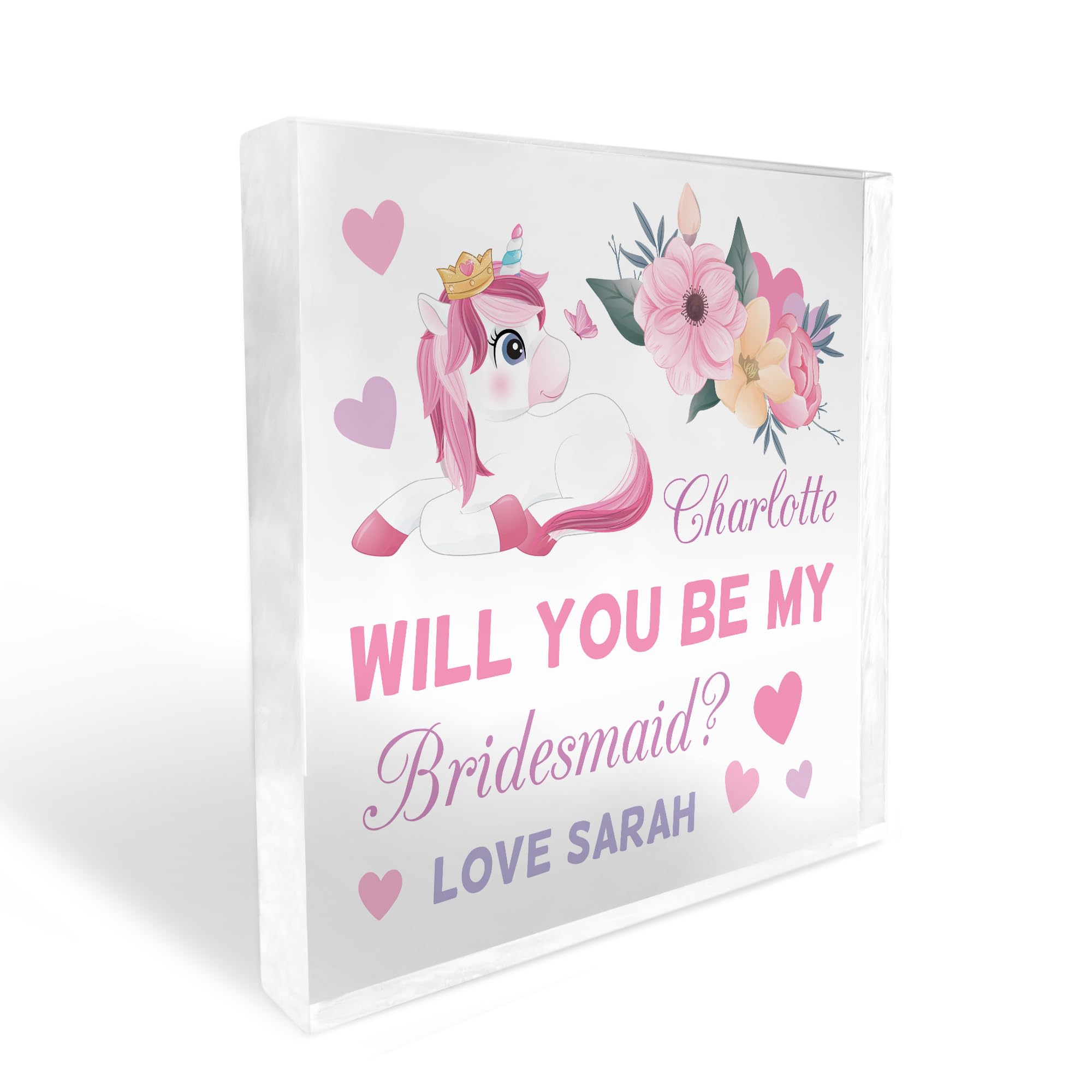 Red Ocean Will You Be My Bridesmaid Gift Personalised Block Bridesmaid Asking Gift For Friend Daughter Keepsake
