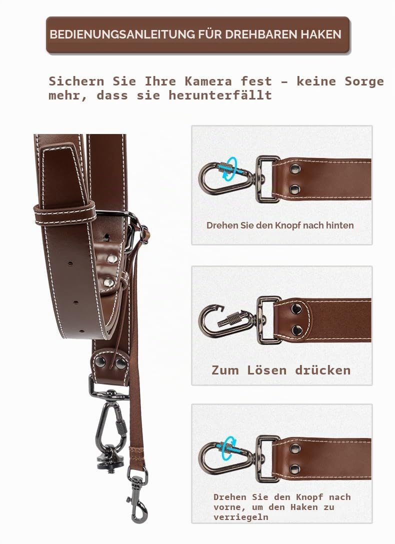 Kameragurt, Kameragurt Leder, Kamera-Zubehör Dual Harness für Zwei Kameras, Verstellbarer Doppelter Schultergurt, Doppel-Kamera-Gurt für Fotografen, Vintage Braun