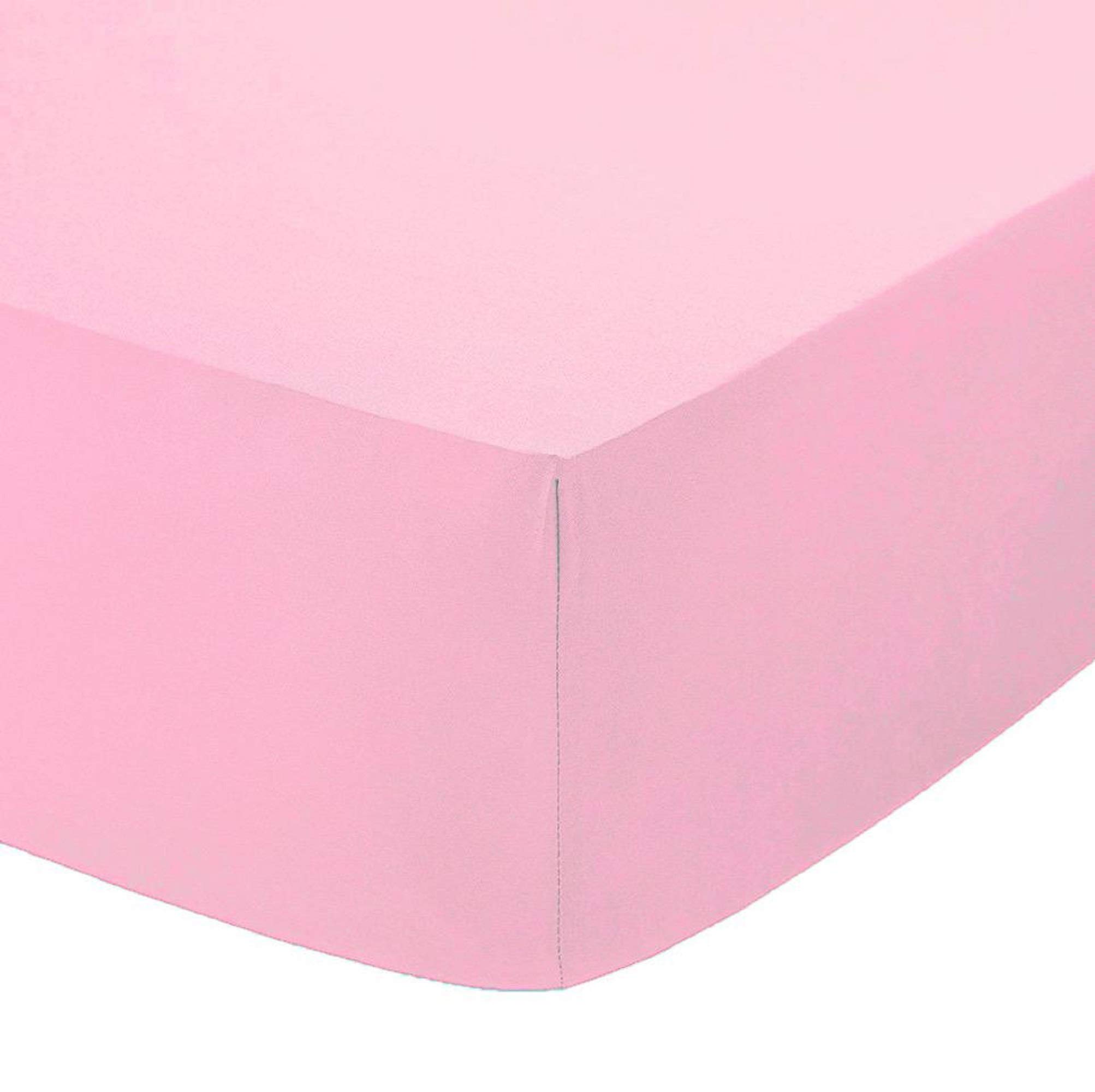 Comfy Nights Plain Dyed Pollycotton Easy Iron Pecale Fitted sheet (Pink, King) — image 1
