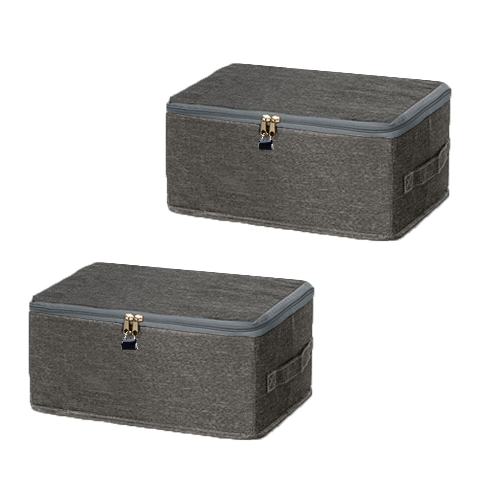 Orizizhic 2Pcs Fabric Storage Box with Combination Lock, Large Lockable Storage Box with Handles Collapsible Lid Combination Lock Box for Toys Clothes Jeans T-shirts Medicines (30 x 20 x 14 cm)