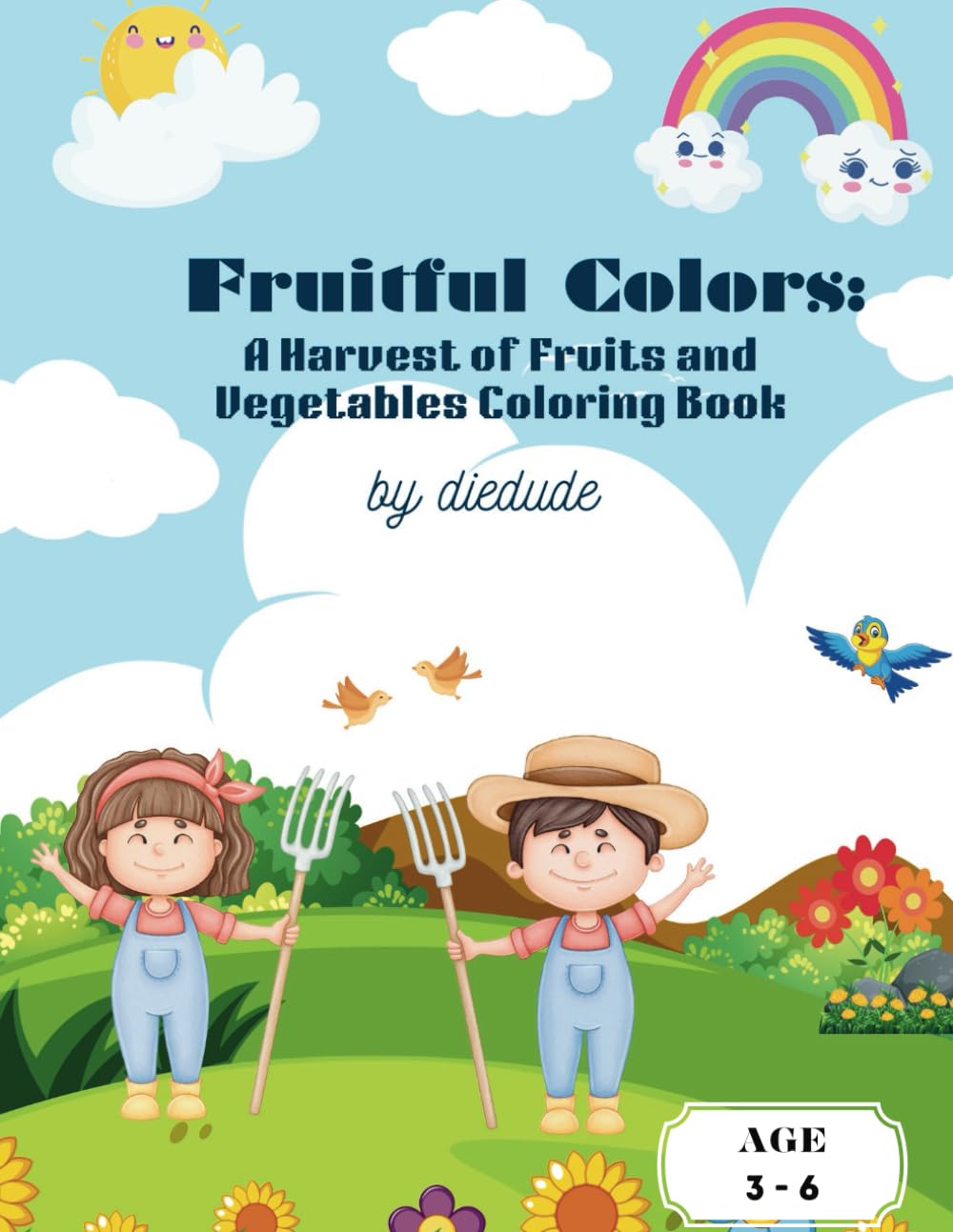 Fruitful Colors: A Harvest of Fruits and Vegetables Coloring Book: Kids coloring book