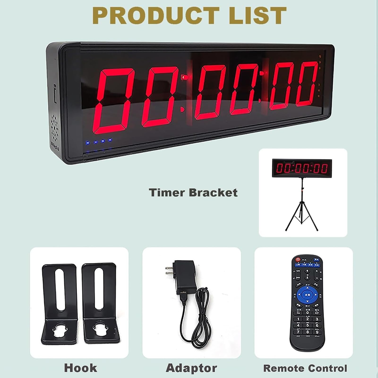 NGARY Reloj De Carrera Led, Temporizador De Doble Cara De 6 Dígitos De 1,5 Pulgadas con Trípode, Sincronización Positiva/Ciclo/cronómetro/Modo De Cuenta Regresiva Y 20 Grupos De Memoria De Datos
