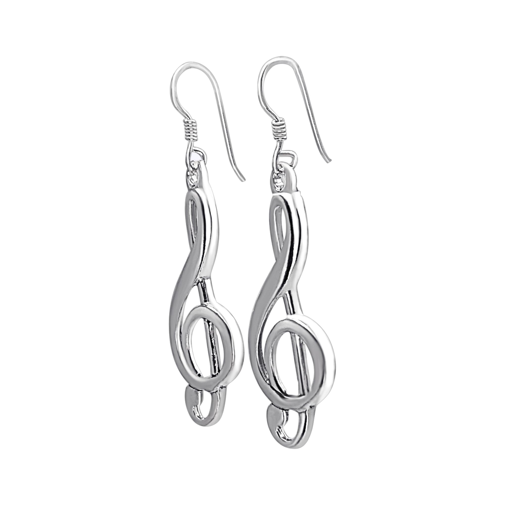 Silverly Pendientes Colgantes Grandes de Clave de Sol en Plata de Ley 925 | Diseño de Notas Musicales | Pendientes Largos de Plata Maciza | Regalo para Amantes de la Música | Joyas Llamativas