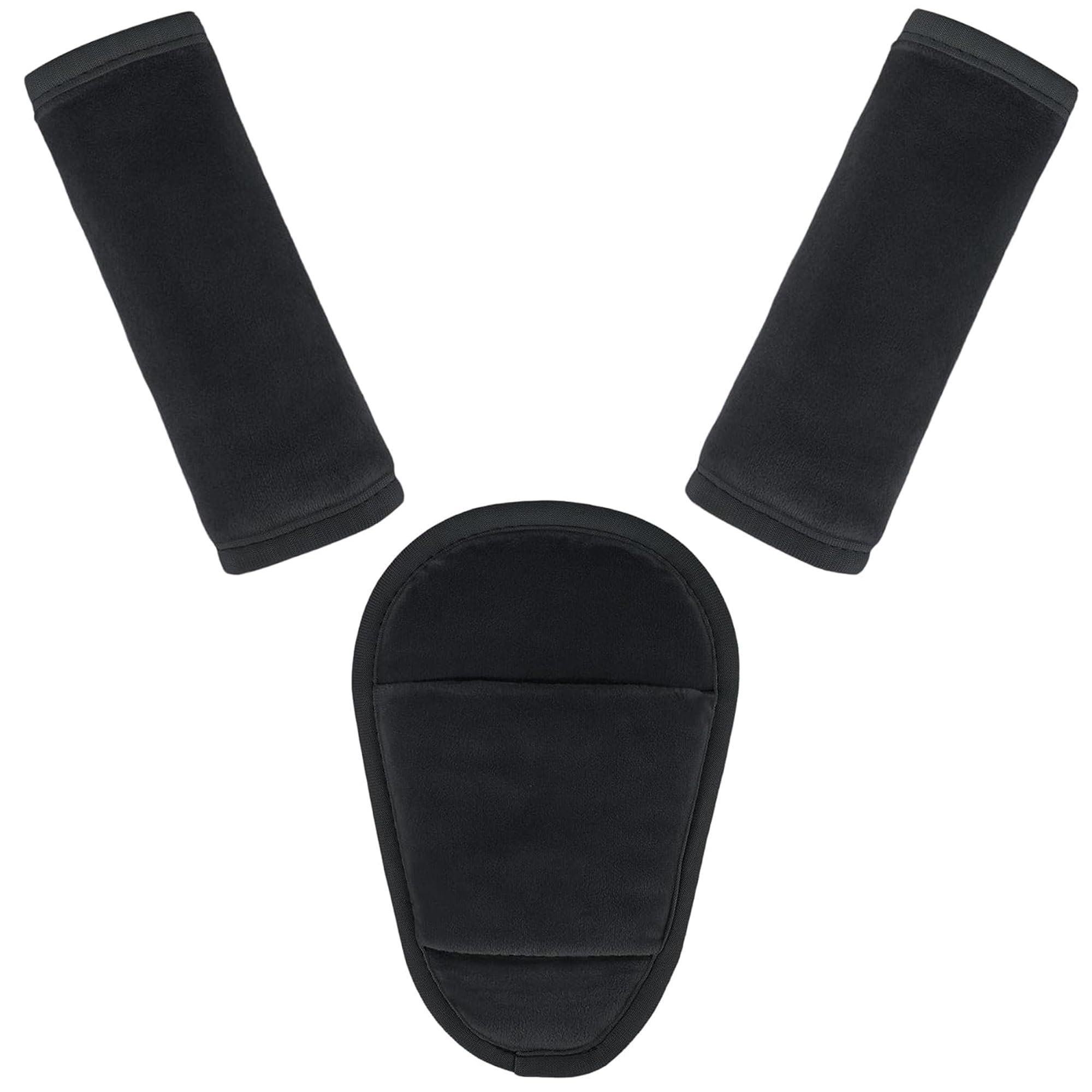 AZAMIA 3 Pcs Car Seat Stroller Straps Pads for Baby, Newborn Soft Shoulder Strap and Crotch Covers, Universal Shoulder Straps Pads for Car Seat, Pushchair, High Chair (Black) - 2