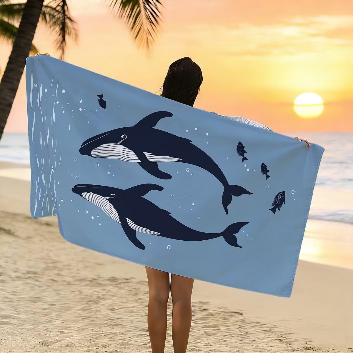 Ręcznik plażowy z mikrofibry, duży ręcznik plażowy 90 x 200 cm, 2 sztuki, damski ręcznik gimnastyczny szybkoschnący, odporny na piasek ręcznik z mikrofibry, lekkie ręczniki na siłownię dla kobiet