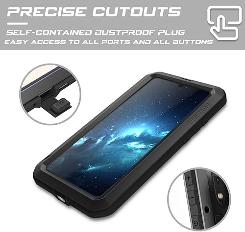 Miniatura 4 de Funda para Huawei P30 Pro, Bpowe Armor Tank de aluminio de metal Gorilla Glass a prueba de golpes, militar, resistente, funda protectora rígida para