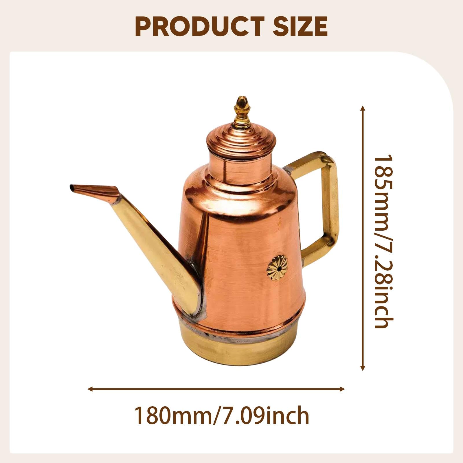 Aceitera De Cobre 18 Cm Para Buffet | cobre, pico fino, antigoteo, ideal para aceite de oliva