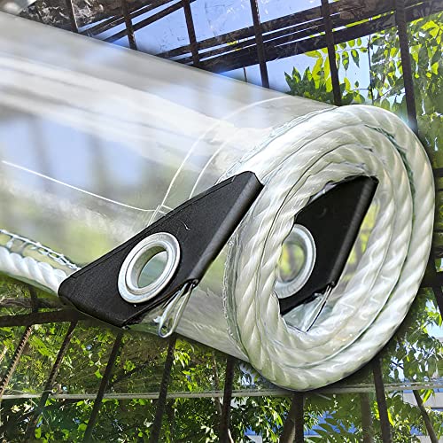 Lona impermeable resistente de 3 m x 20 m, transparente reforzada con ojales, perfecta para protección de plantas de invernadero de jardín y cubiertas de techo de mascotas
