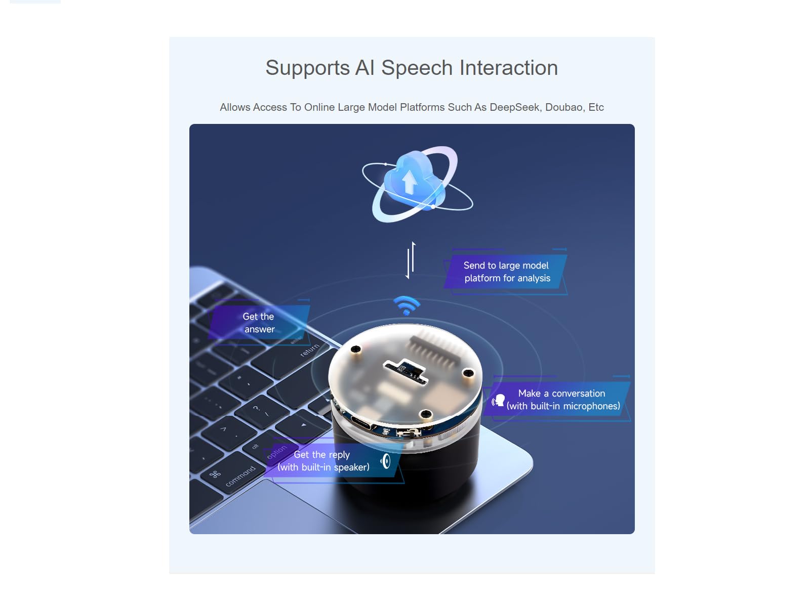 Waveshare ESP32-S3 AI Smart Speaker Development Board,Supports Noise Reduction And Echo Cancellation, Surround RGB Lighting,Supports AI Speech Interaction,Supports External LCD Displays And Cameras