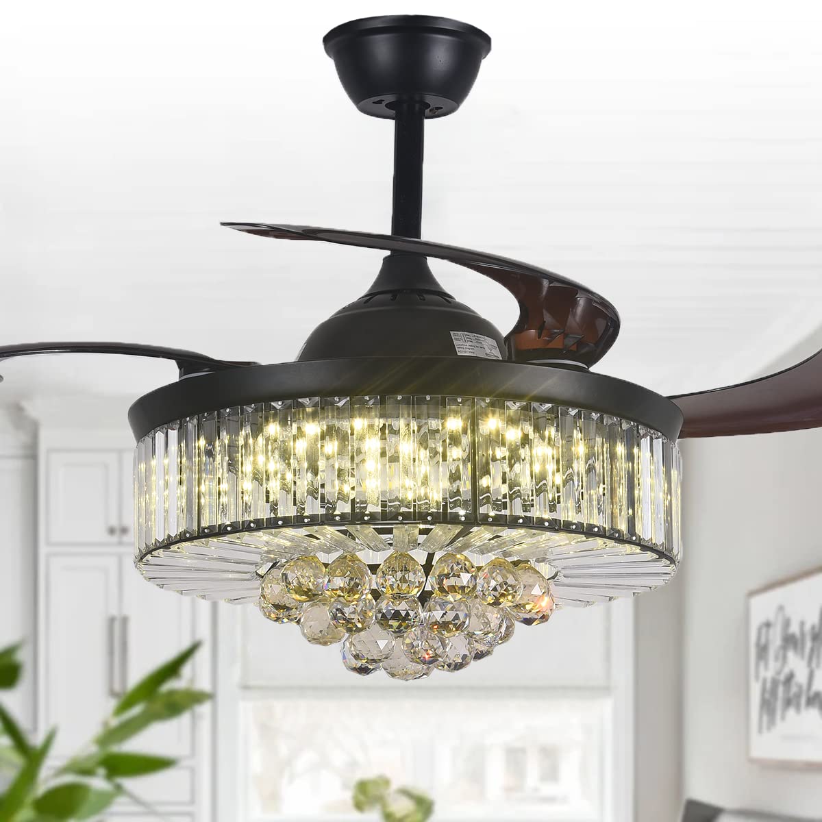 Buy MORE CHANGE BIGBANBAN 42" Crystal Ceiling Fan with Light Remote