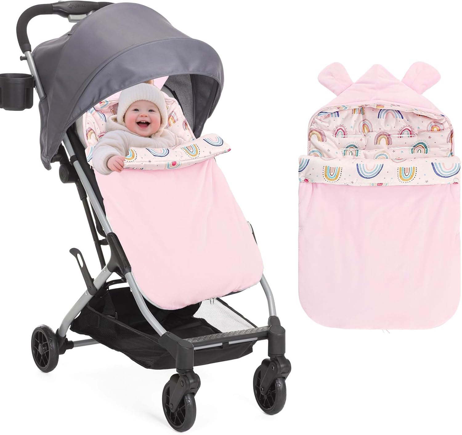 Infant Stroller Bunting Bag, Winter Car Seat Cover for Babies, Warm Toddler Carseat Footmuff for Cold Weather, Universal, Windproof (Pink) Infant Stroller Bunting Bag, Winter Car Seat Cover for Babies, Warm Toddler Carseat Footmuff for Cold Weather, Universal, Windproof (Pink)