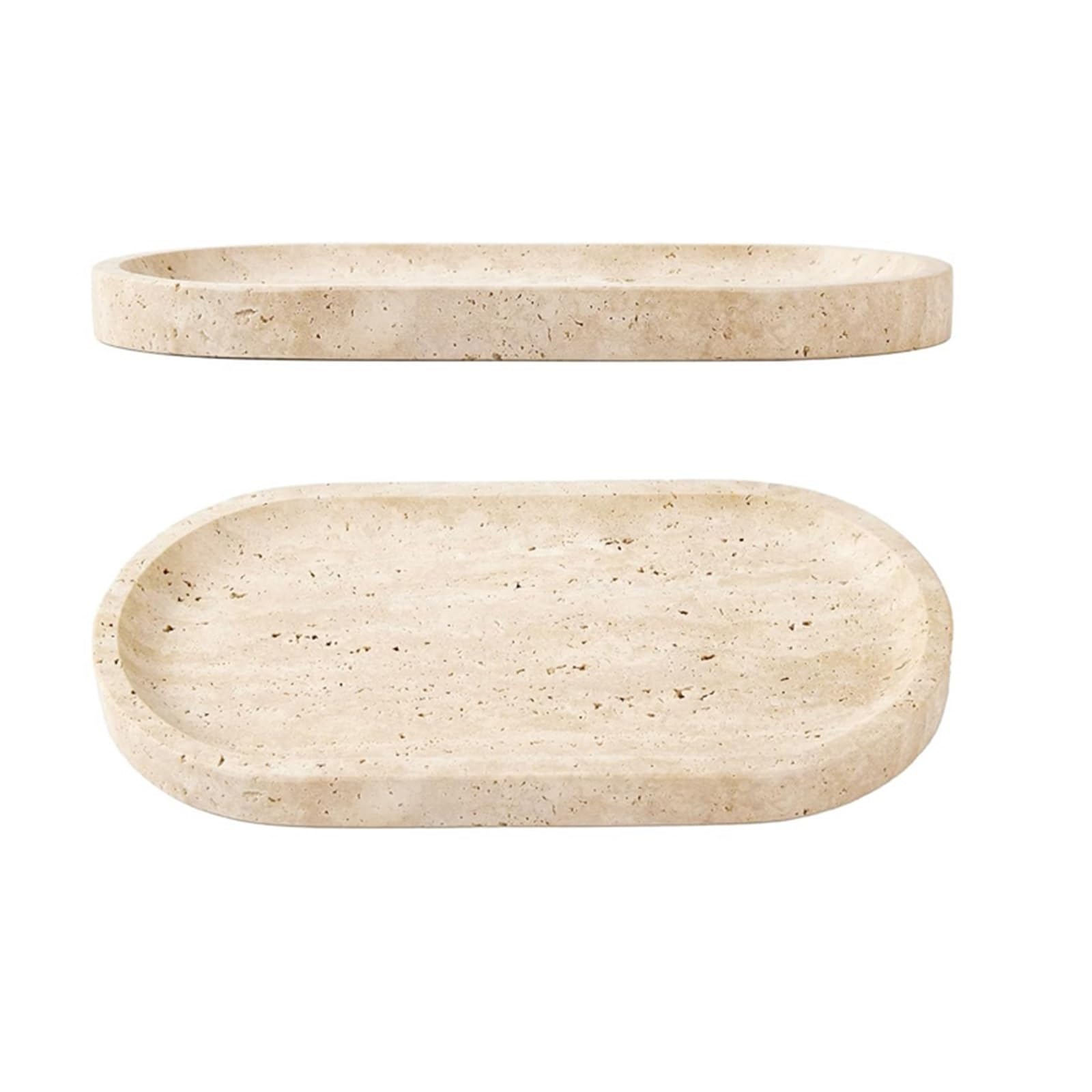 Bathroom Stone Tray Decorative Travertine Tray for Bathroom Vanity Kitchen Table Vintage for Jewelry Cosmetics Perfume Trinket Roon Decoration(30x15x1.5cm)